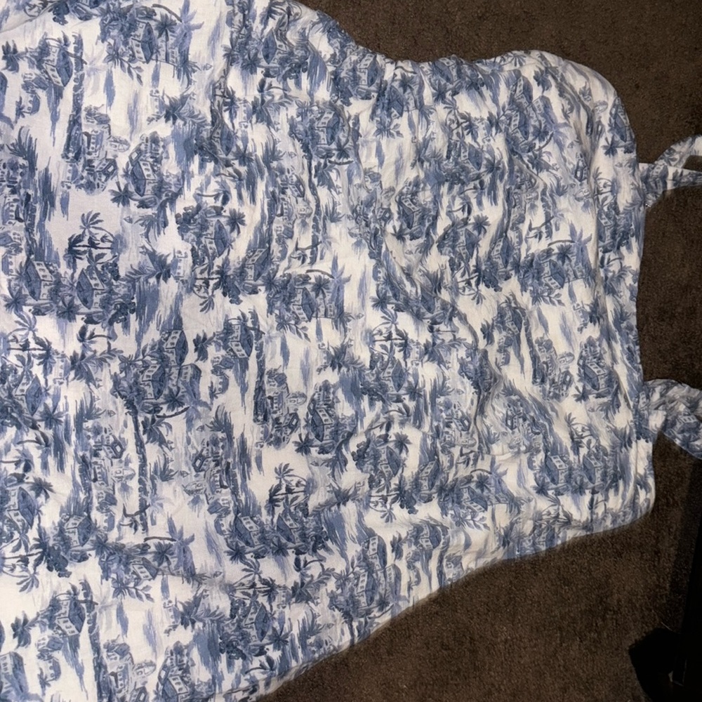 White and blue wide strap dress worn once Abercrombie and fitch